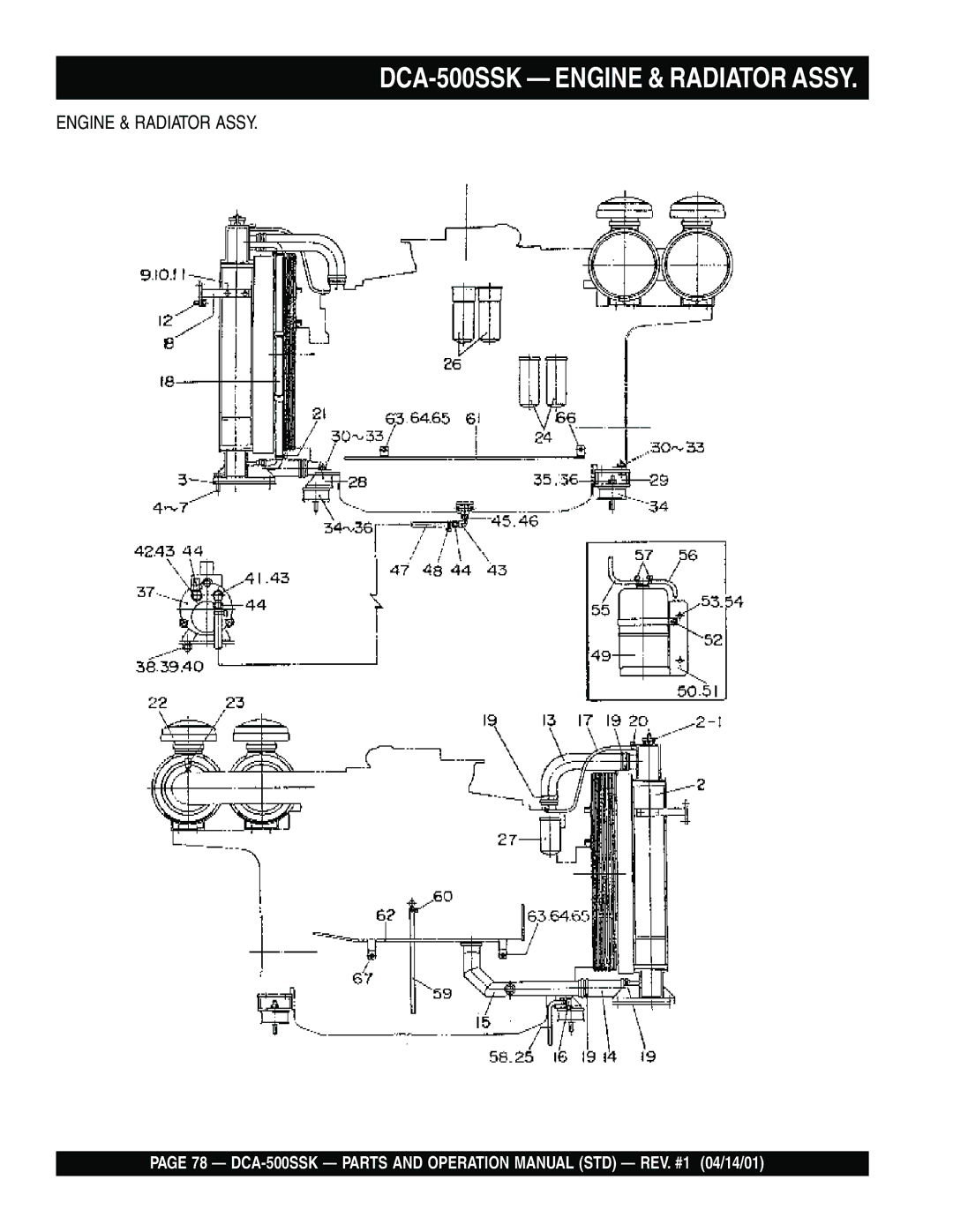 Multiquip operation manual DCA-500SSK Engine & Radiator Assy 