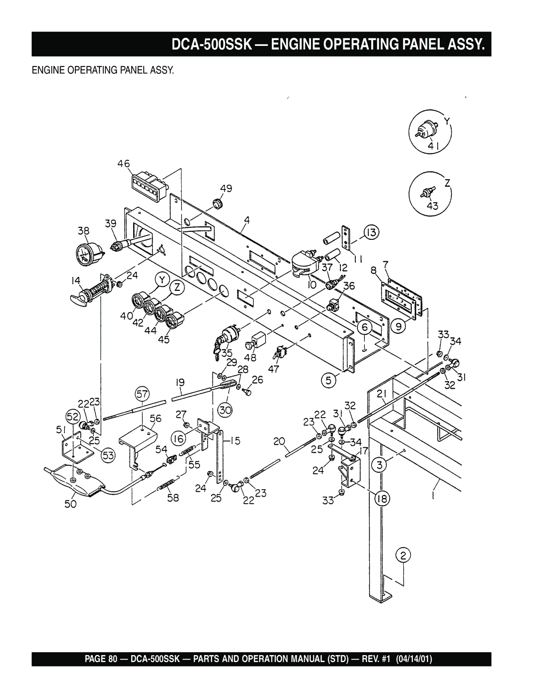 Multiquip operation manual DCA-500SSK Engine Operating Panel Assy 