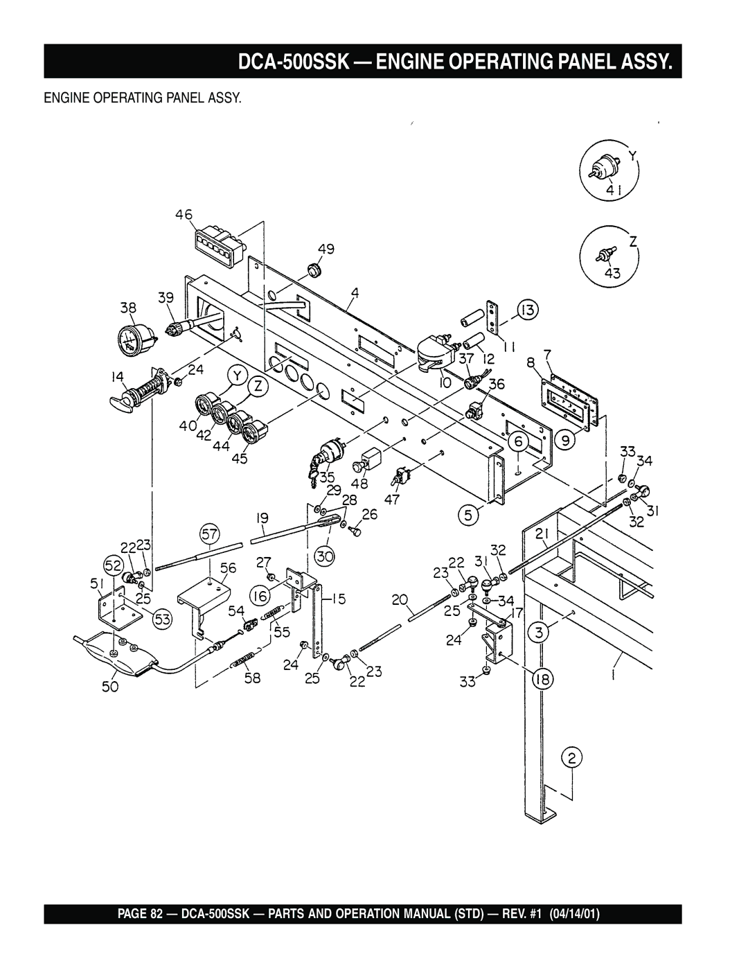 Multiquip operation manual DCA-500SSK Engine Operating Panel Assy 