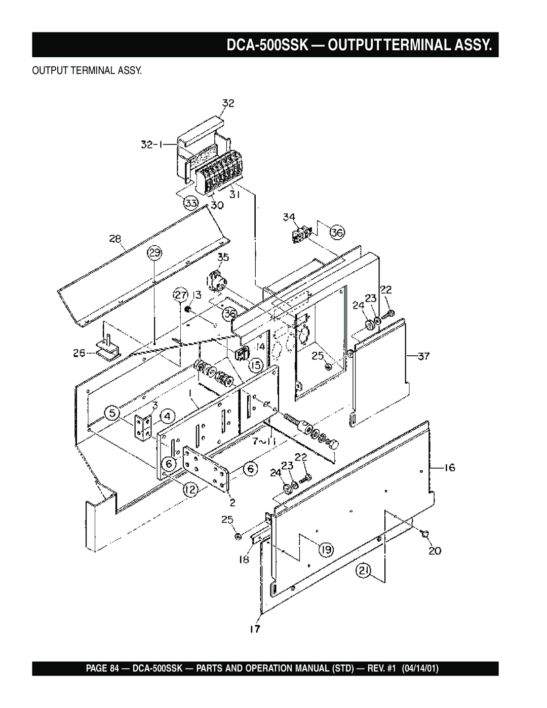 Multiquip operation manual DCA-500SSK Outputterminal Assy 