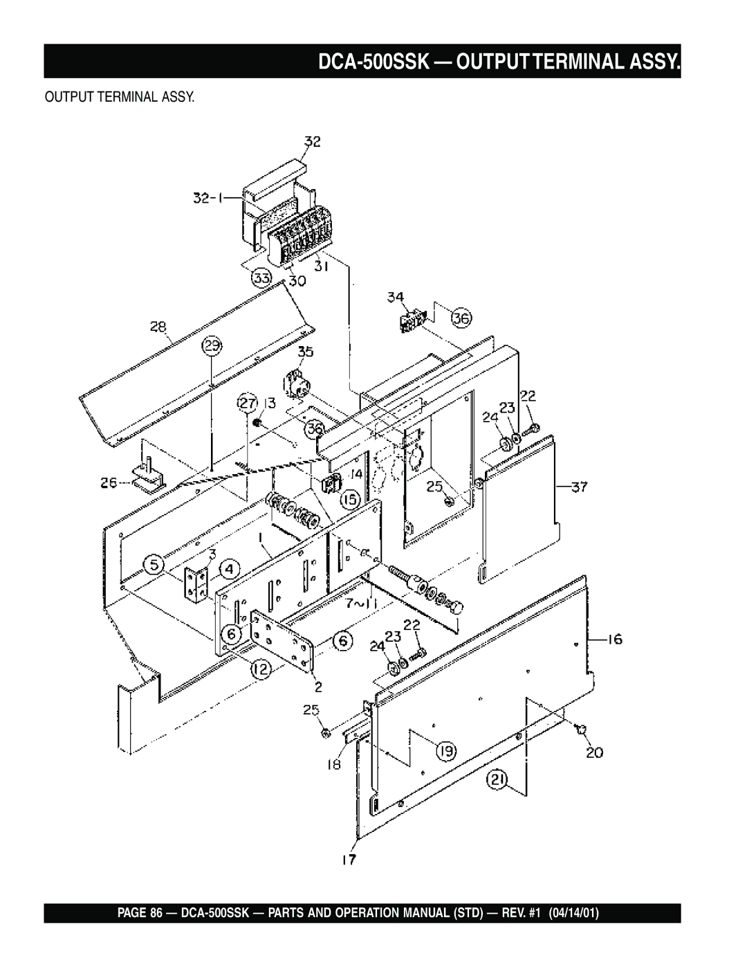 Multiquip operation manual DCA-500SSK Outputterminal Assy 