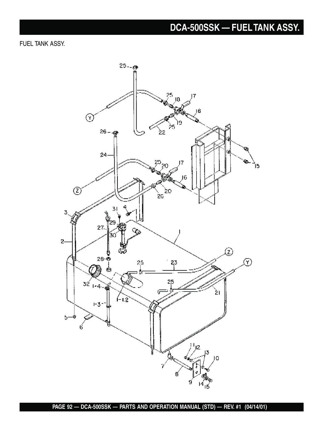 Multiquip operation manual DCA-500SSK Fueltank Assy 