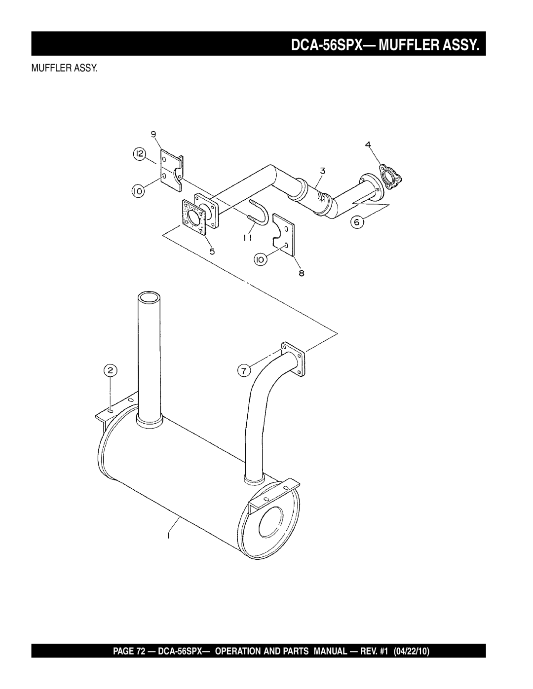 Multiquip operation manual DCA-56SPX- Muffler Assy 