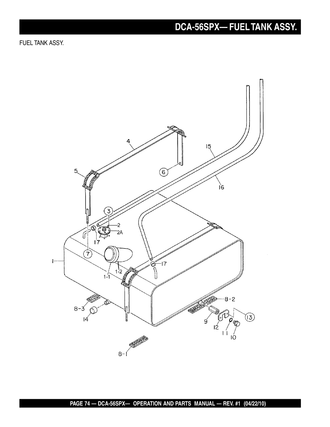 Multiquip operation manual DCA-56SPX- Fueltank Assy 