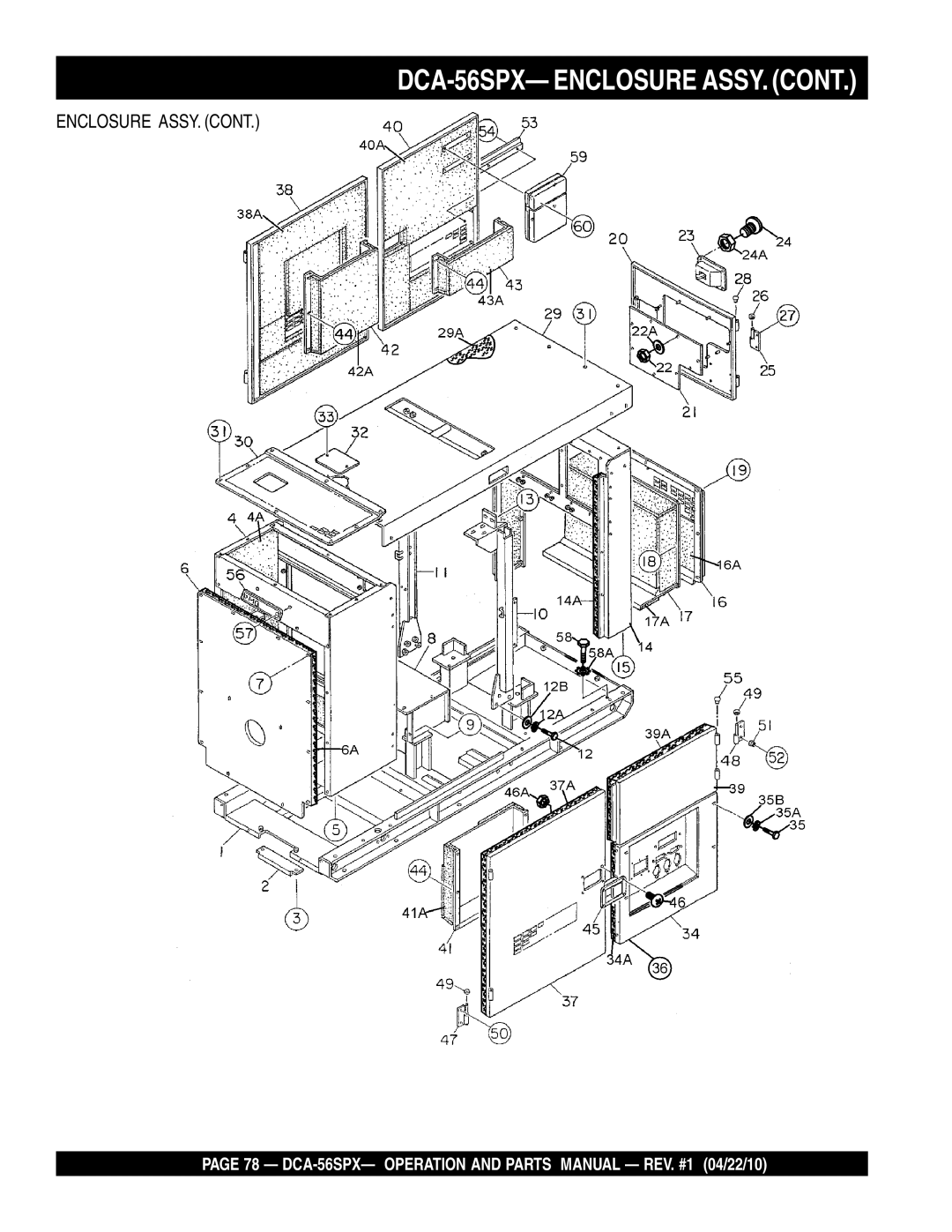 Multiquip operation manual DCA-56SPX- Enclosure ASSY 