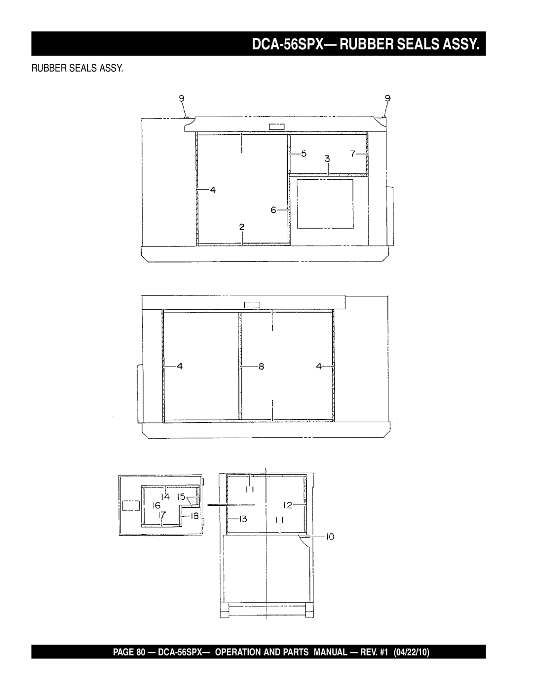 Multiquip operation manual DCA-56SPX- Rubber Seals Assy 