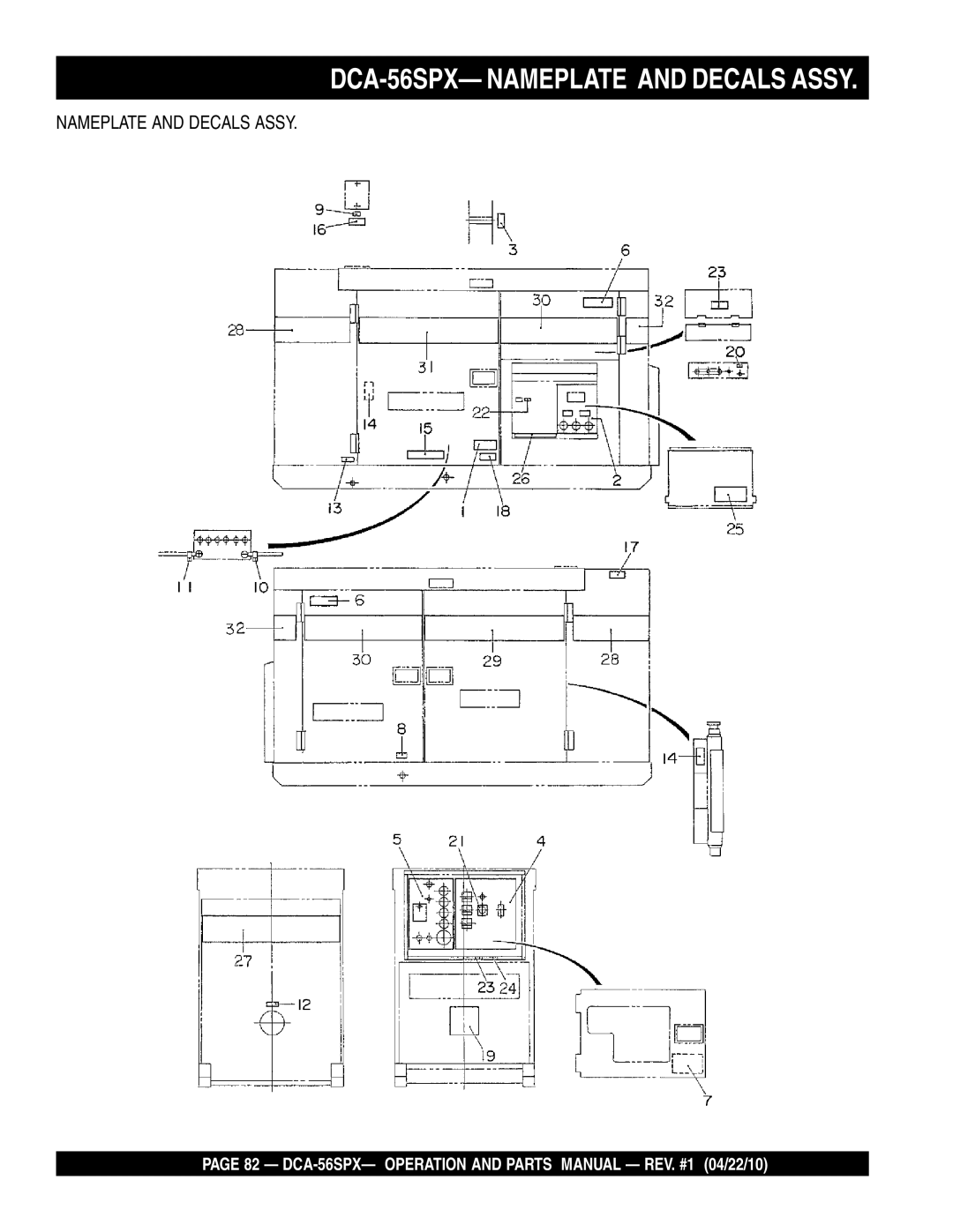 Multiquip operation manual DCA-56SPX- Nameplate and Decals Assy 