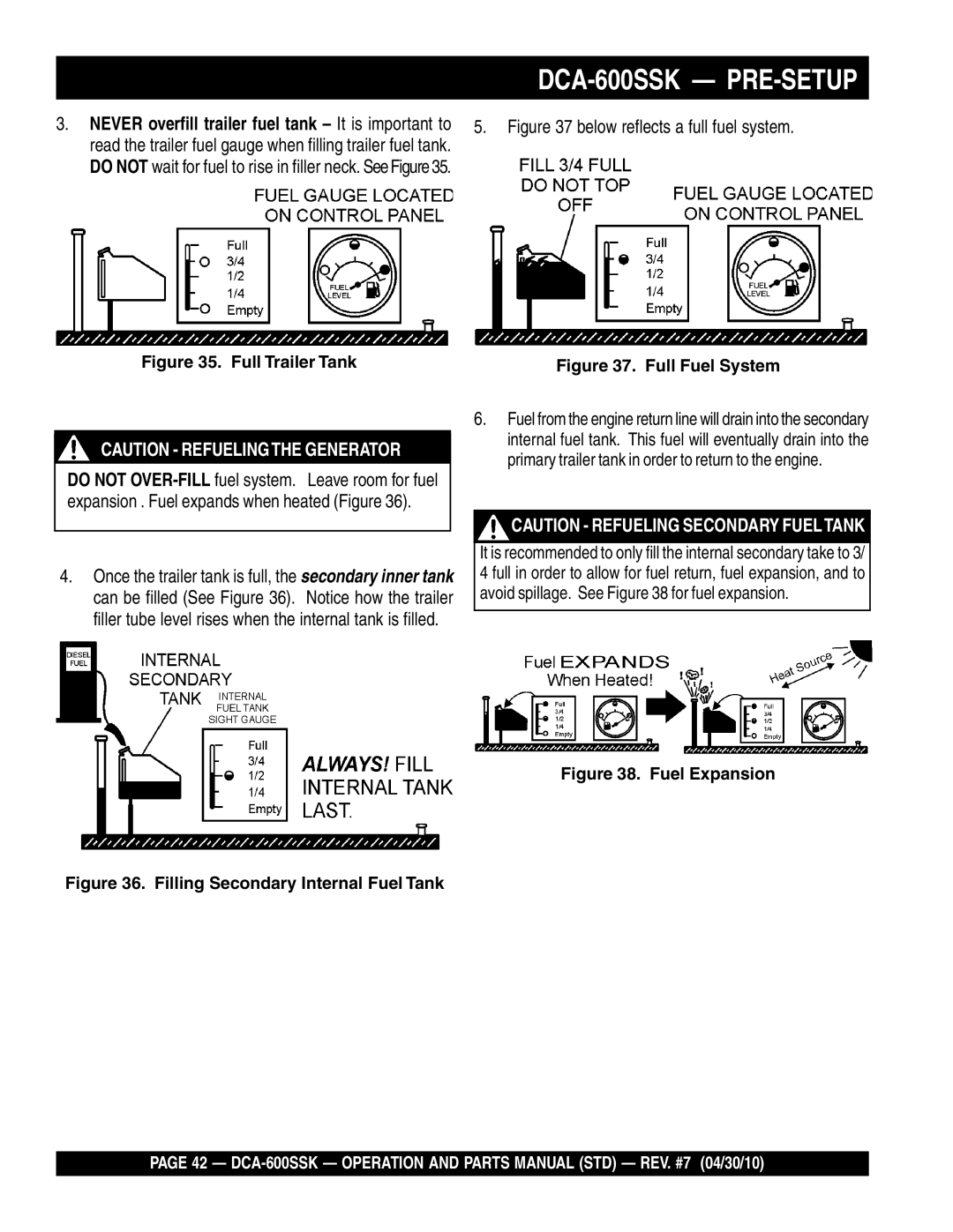 Multiquip DCA-600SSK operation manual Full Trailer Tank 