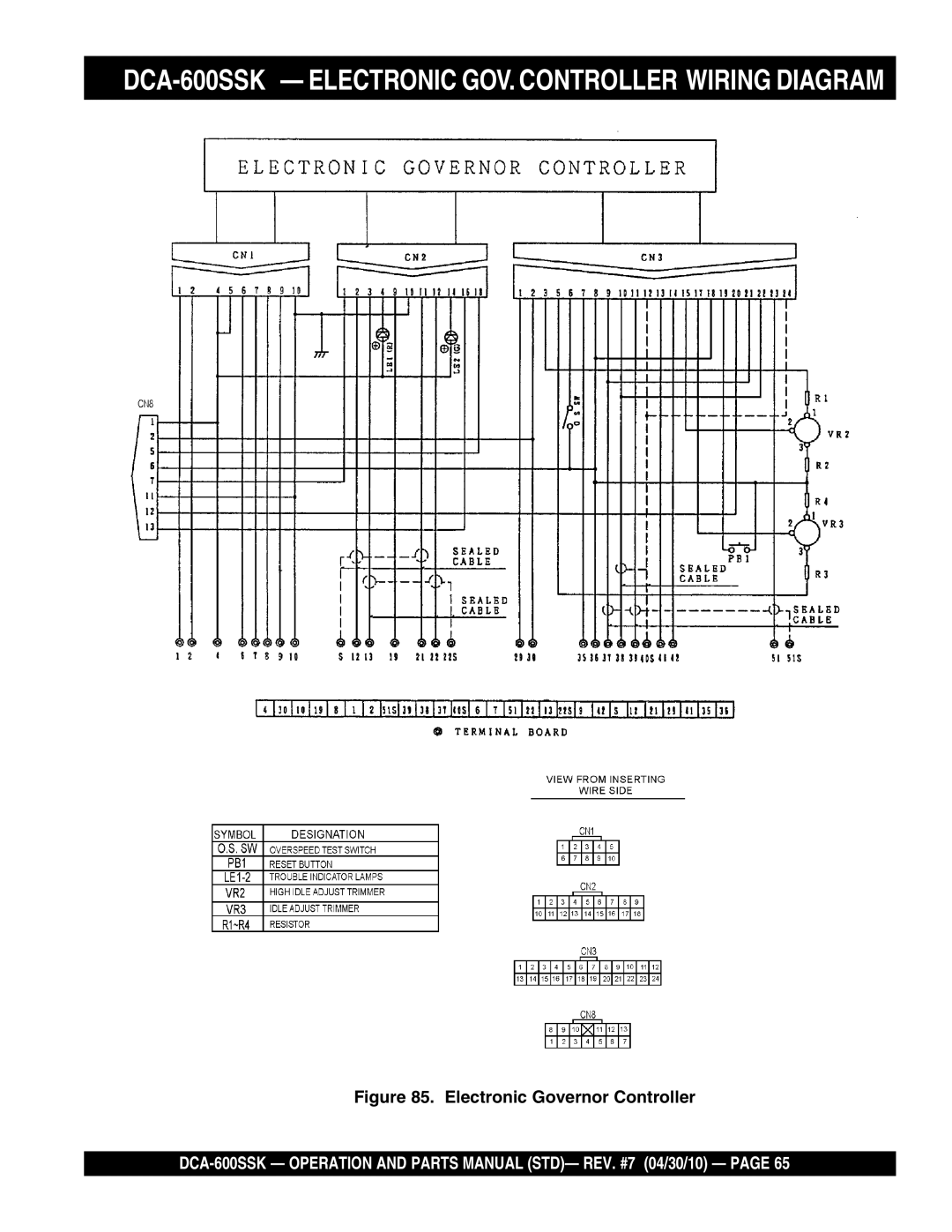 Multiquip operation manual DCA-600SSK Electronic GOV. Controller Wiring Diagram, Electronic Governor Controller 