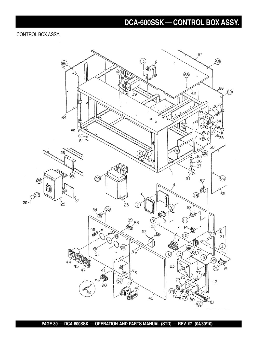 Multiquip operation manual DCA-600SSK Control BOX Assy 