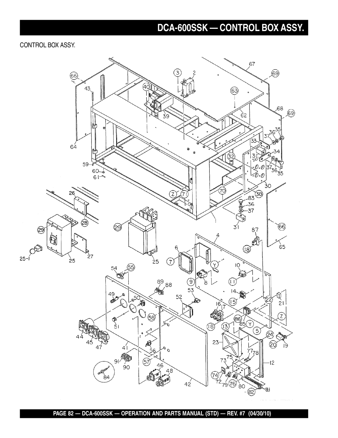 Multiquip operation manual DCA-600SSK Control BOX Assy 