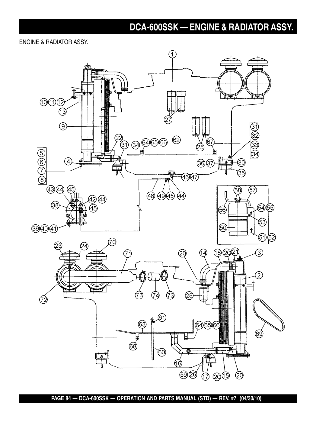 Multiquip operation manual DCA-600SSK Engine & Radiator Assy 