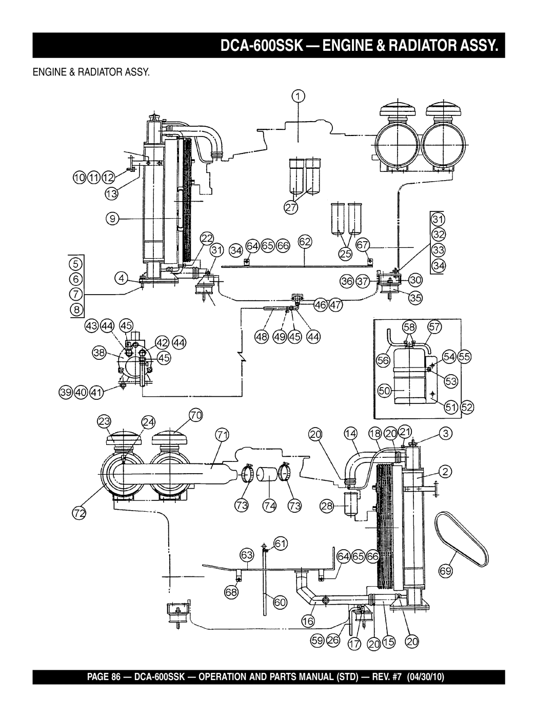 Multiquip operation manual DCA-600SSK Engine & Radiator Assy 