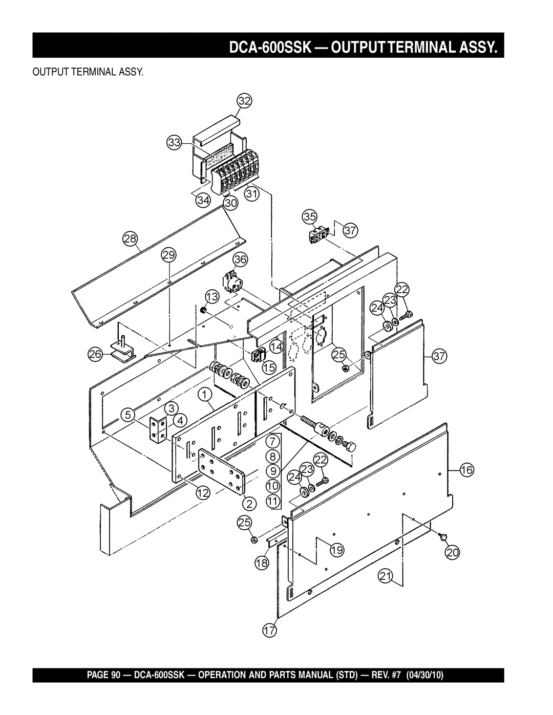 Multiquip operation manual DCA-600SSK Outputterminal Assy, Output Terminal Assy 