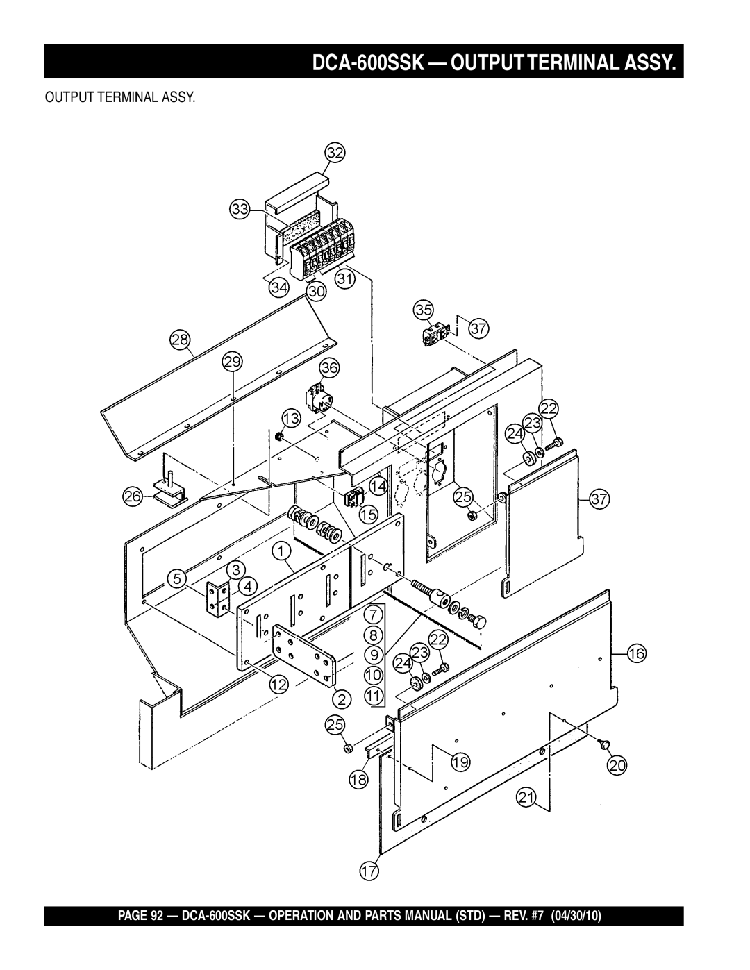 Multiquip operation manual DCA-600SSK Outputterminal Assy 