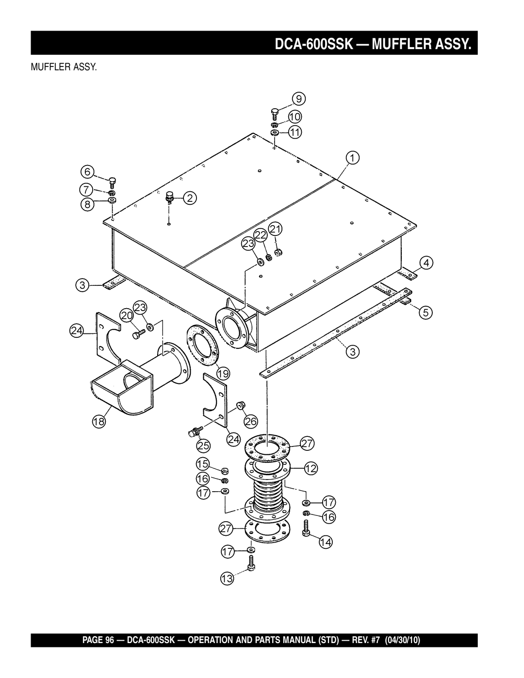 Multiquip operation manual DCA-600SSK Muffler Assy 