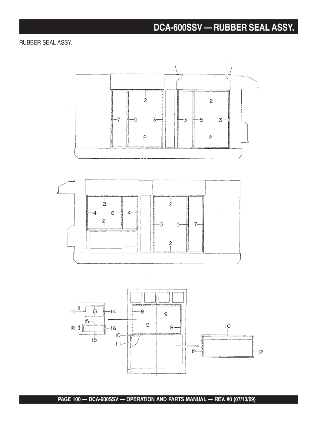 Multiquip operation manual DCA-600SSV Rubber Seal Assy 