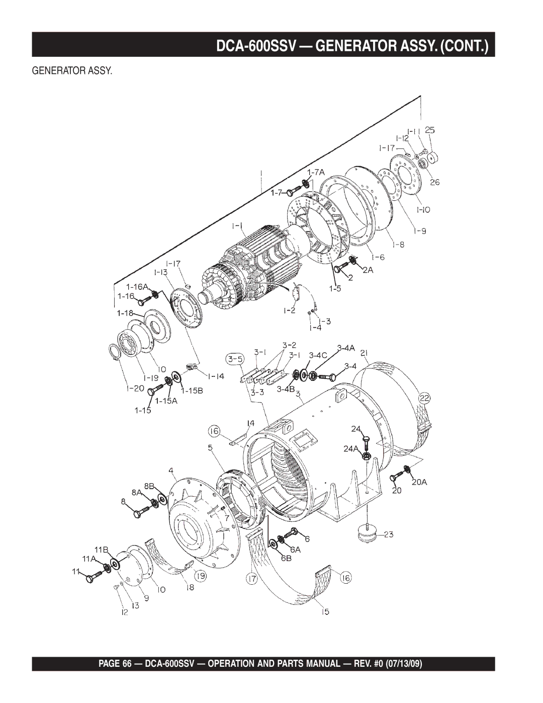 Multiquip operation manual DCA-600SSV Generator ASSY 