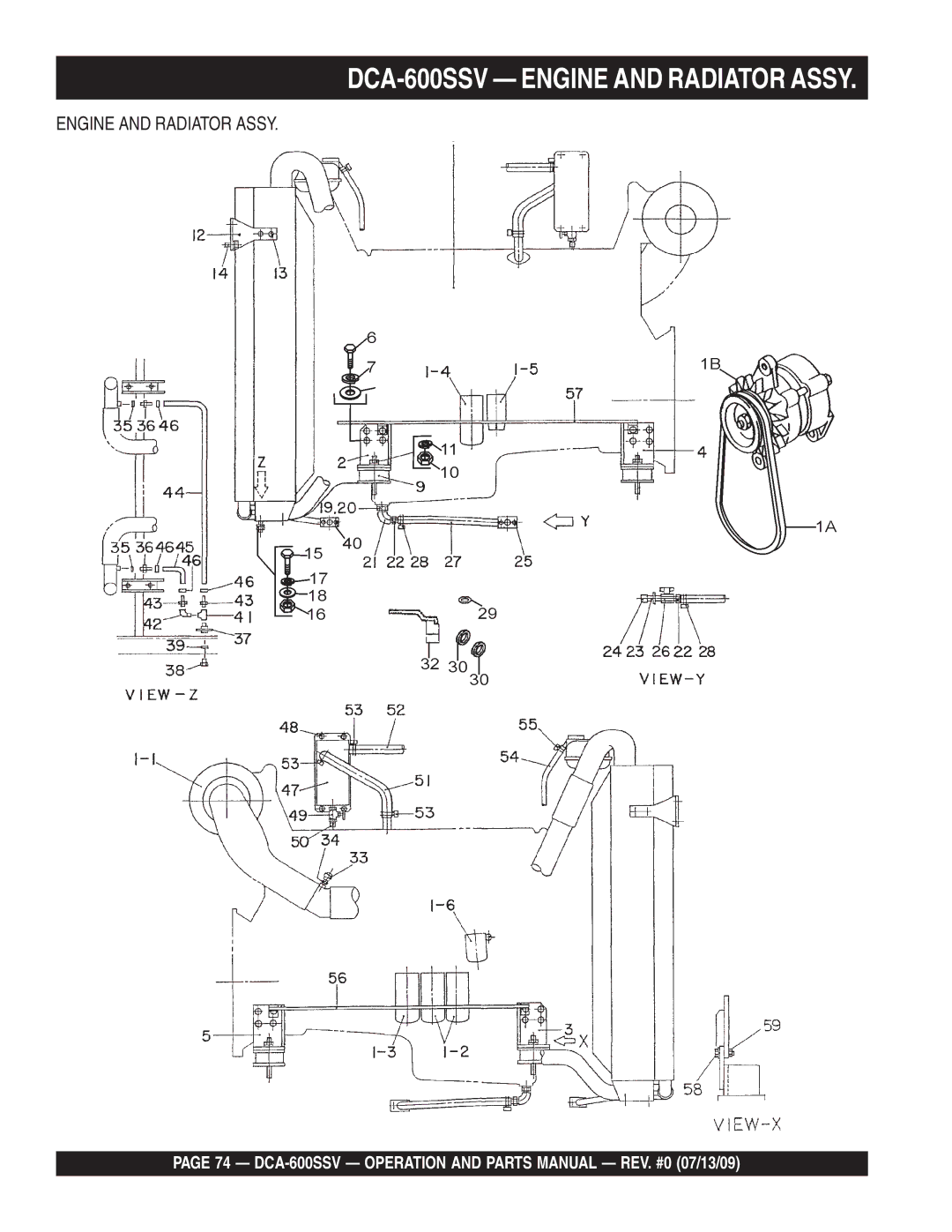 Multiquip operation manual DCA-600SSV Engine and Radiator Assy 