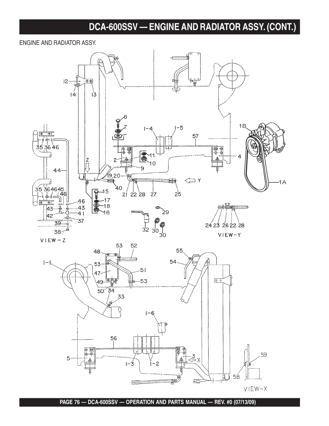 Multiquip operation manual DCA-600SSV Engine and Radiator ASSY 