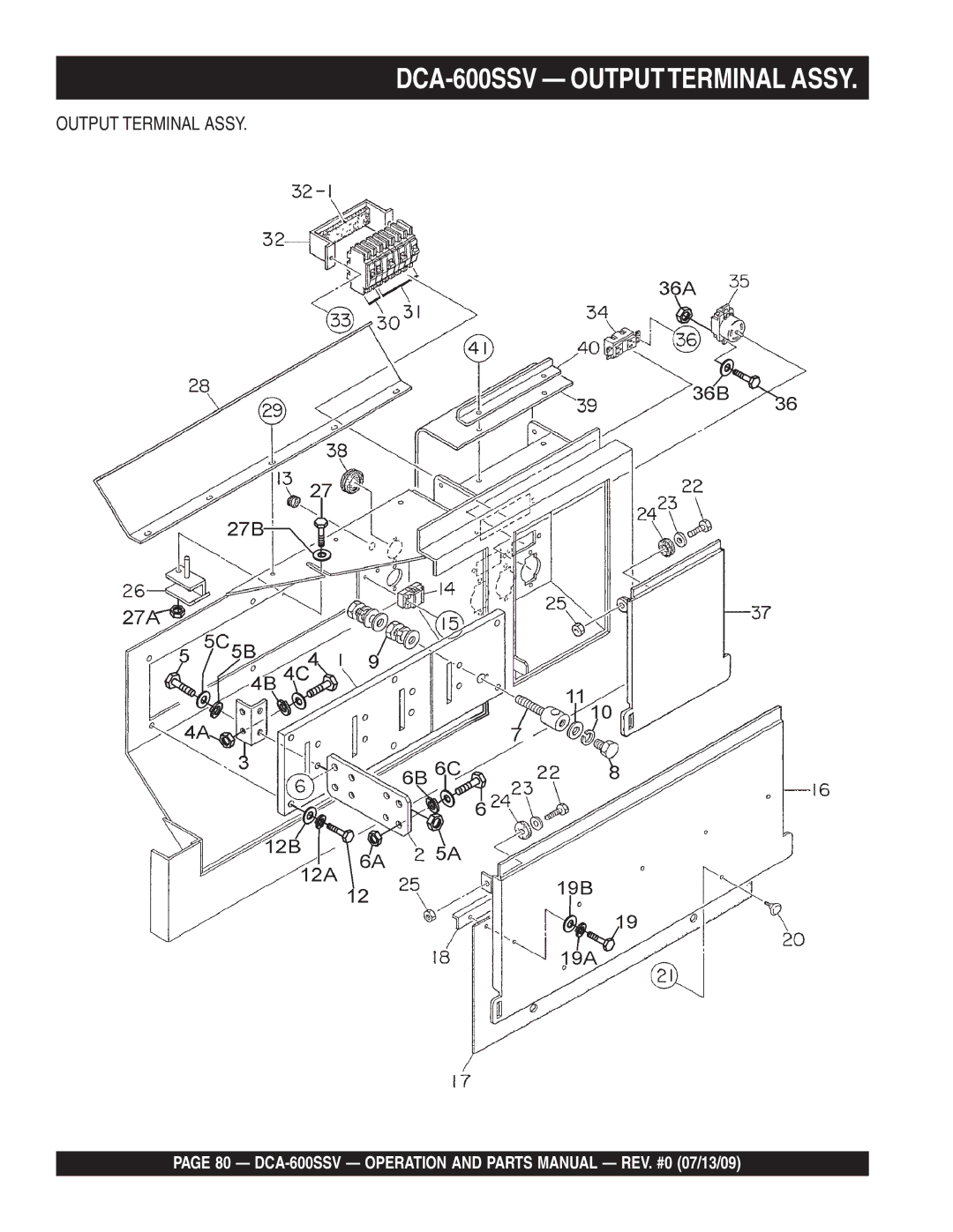 Multiquip operation manual DCA-600SSV Outputterminal Assy 