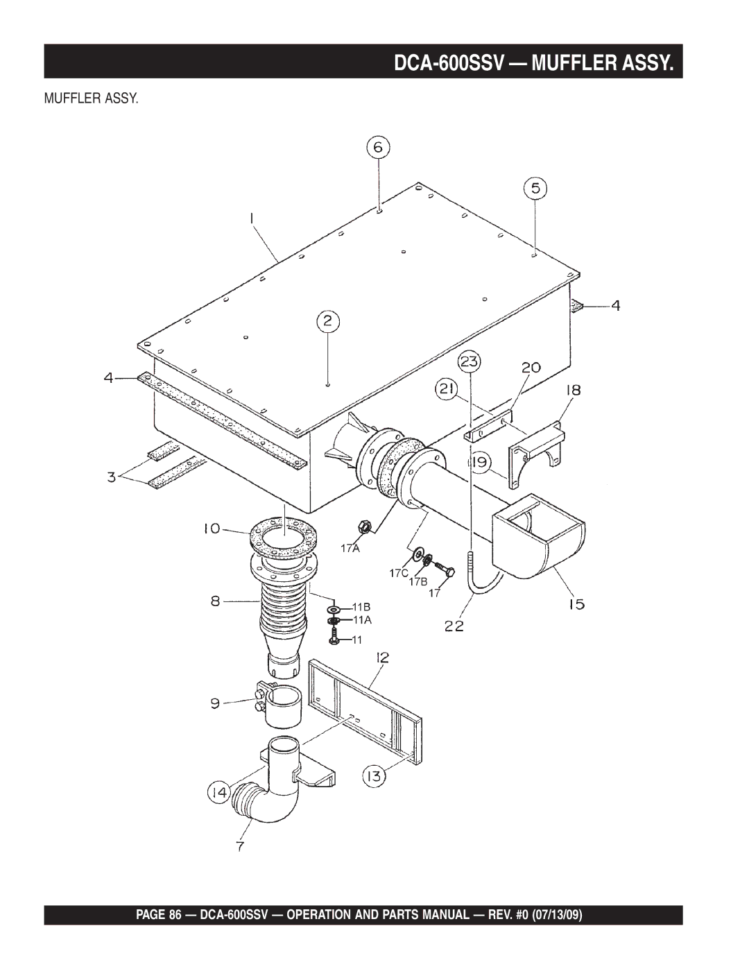 Multiquip operation manual DCA-600SSV Muffler Assy 