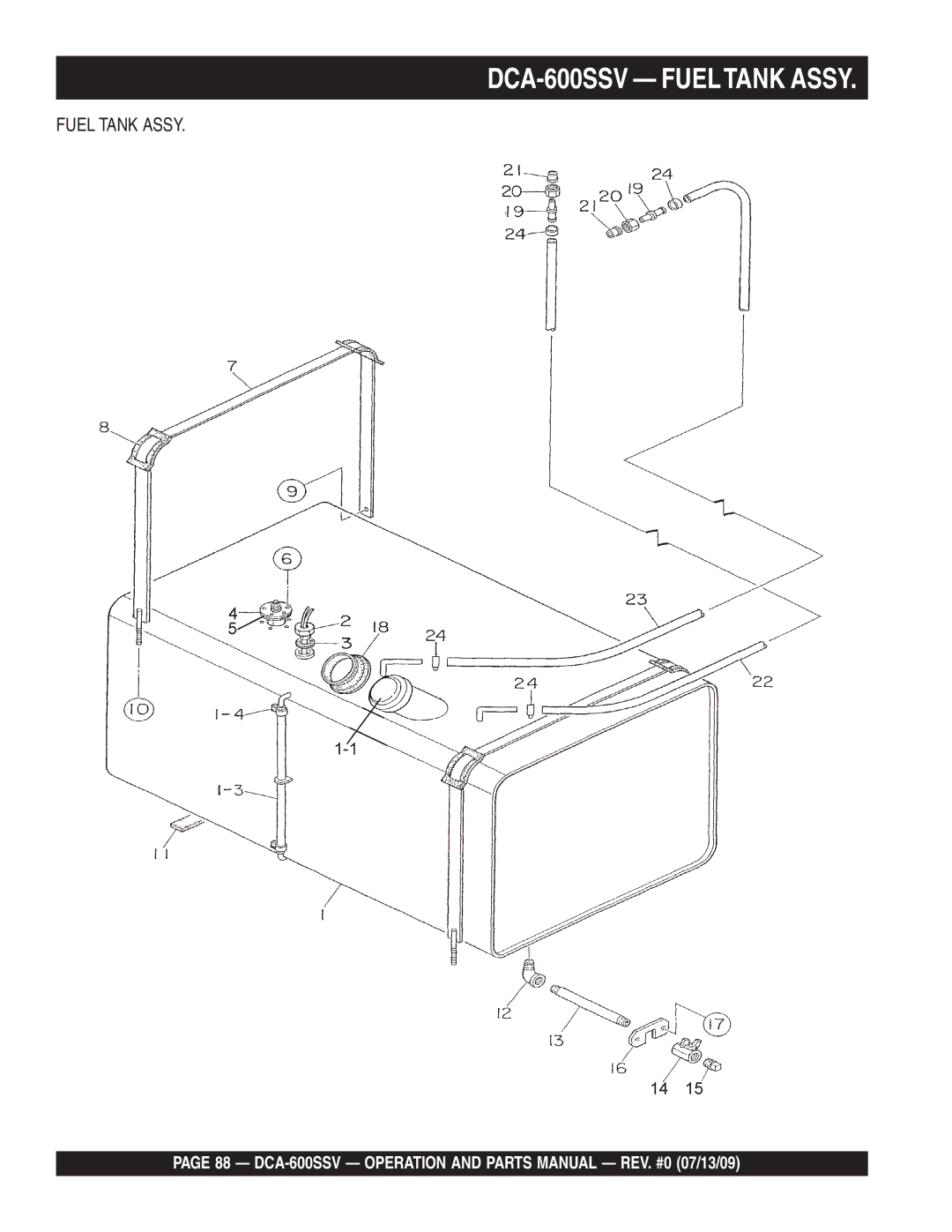 Multiquip operation manual DCA-600SSV Fueltank Assy 