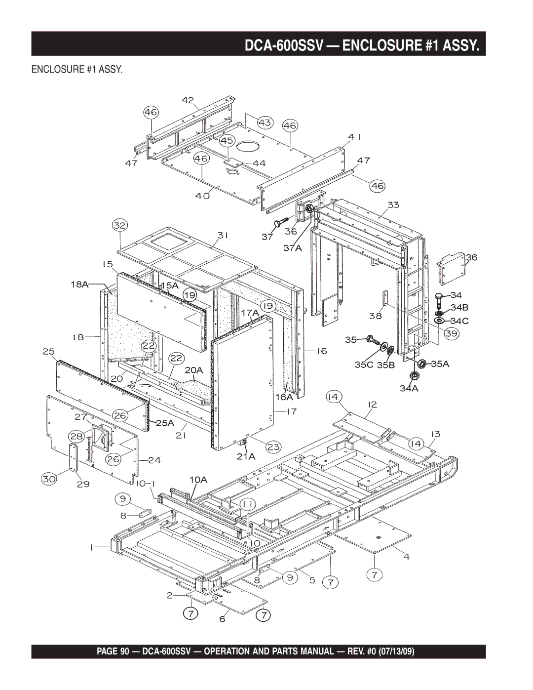 Multiquip operation manual DCA-600SSV Enclosure #1 Assy 