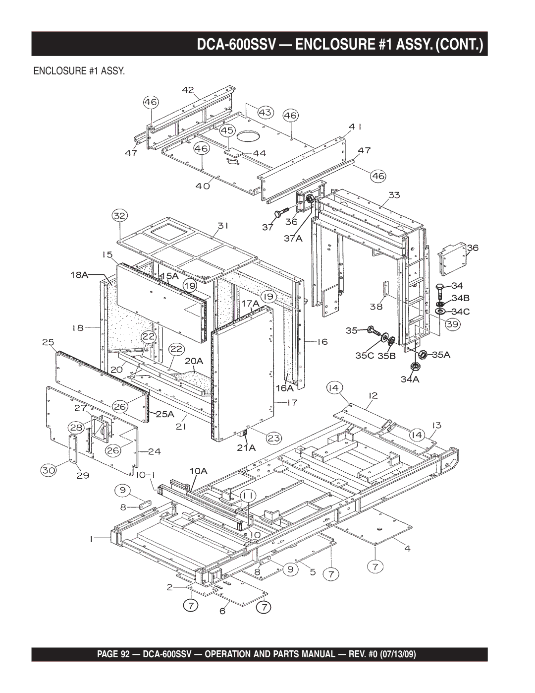 Multiquip operation manual DCA-600SSV Enclosure #1 ASSY 