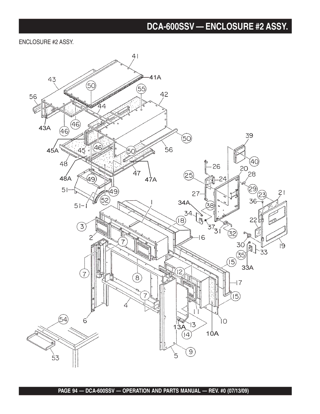 Multiquip operation manual DCA-600SSV Enclosure #2 Assy 