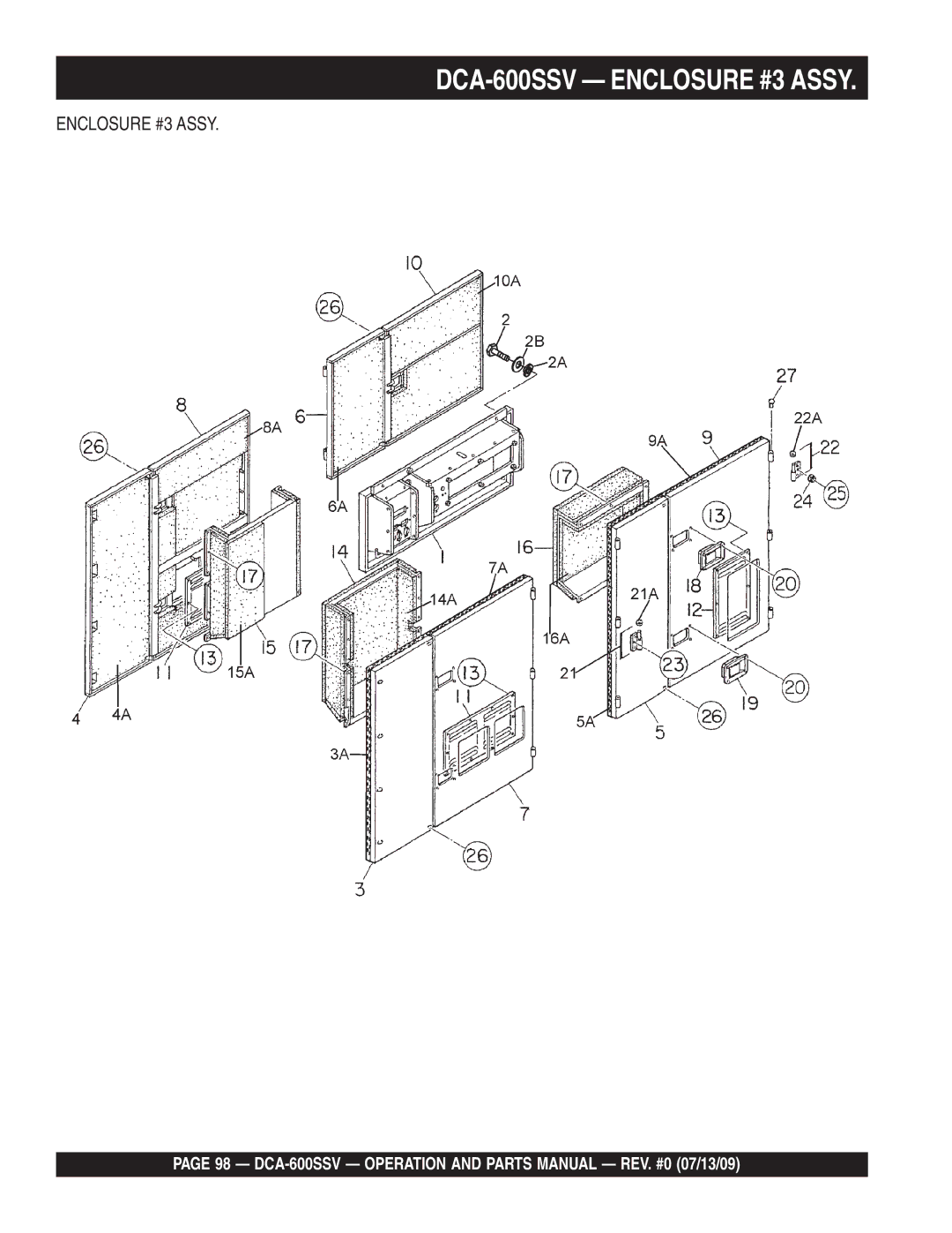 Multiquip operation manual DCA-600SSV Enclosure #3 Assy 