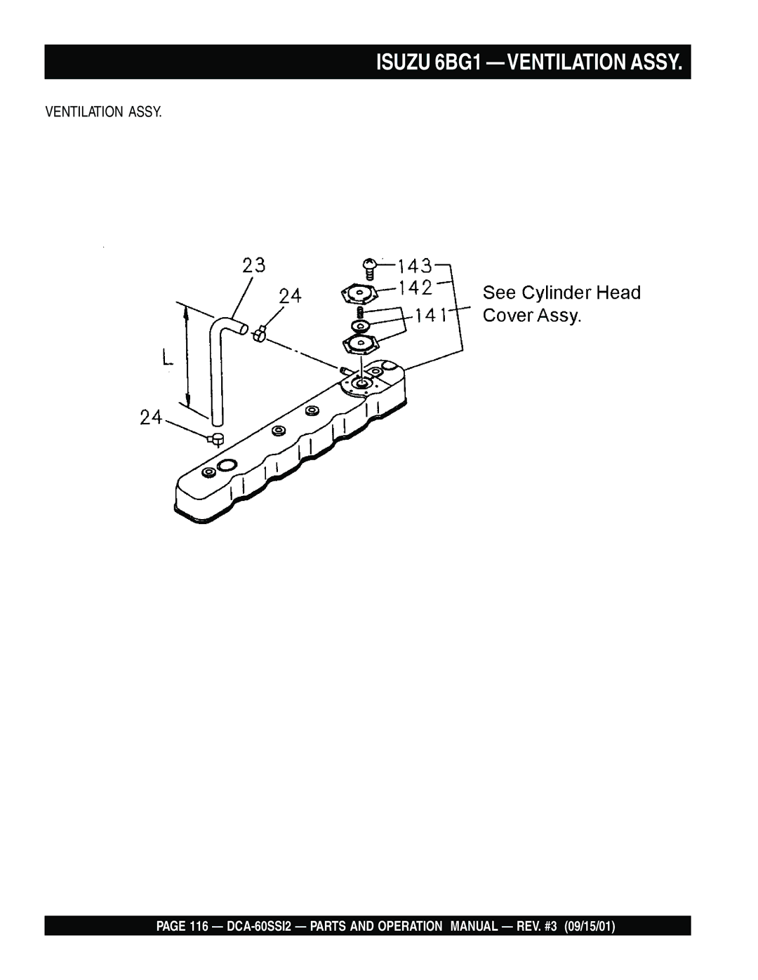 Multiquip DCA-60SS12 operation manual Isuzu 6BG1 -VENTILATION Assy 