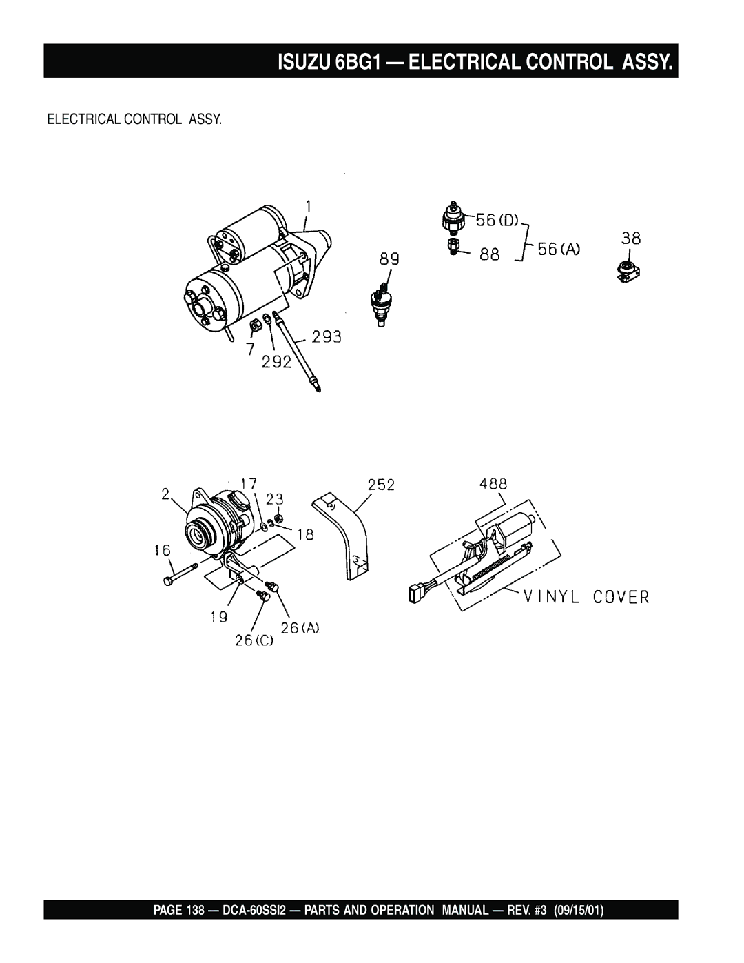 Multiquip DCA-60SS12 operation manual Isuzu 6BG1 Electrical Control Assy 