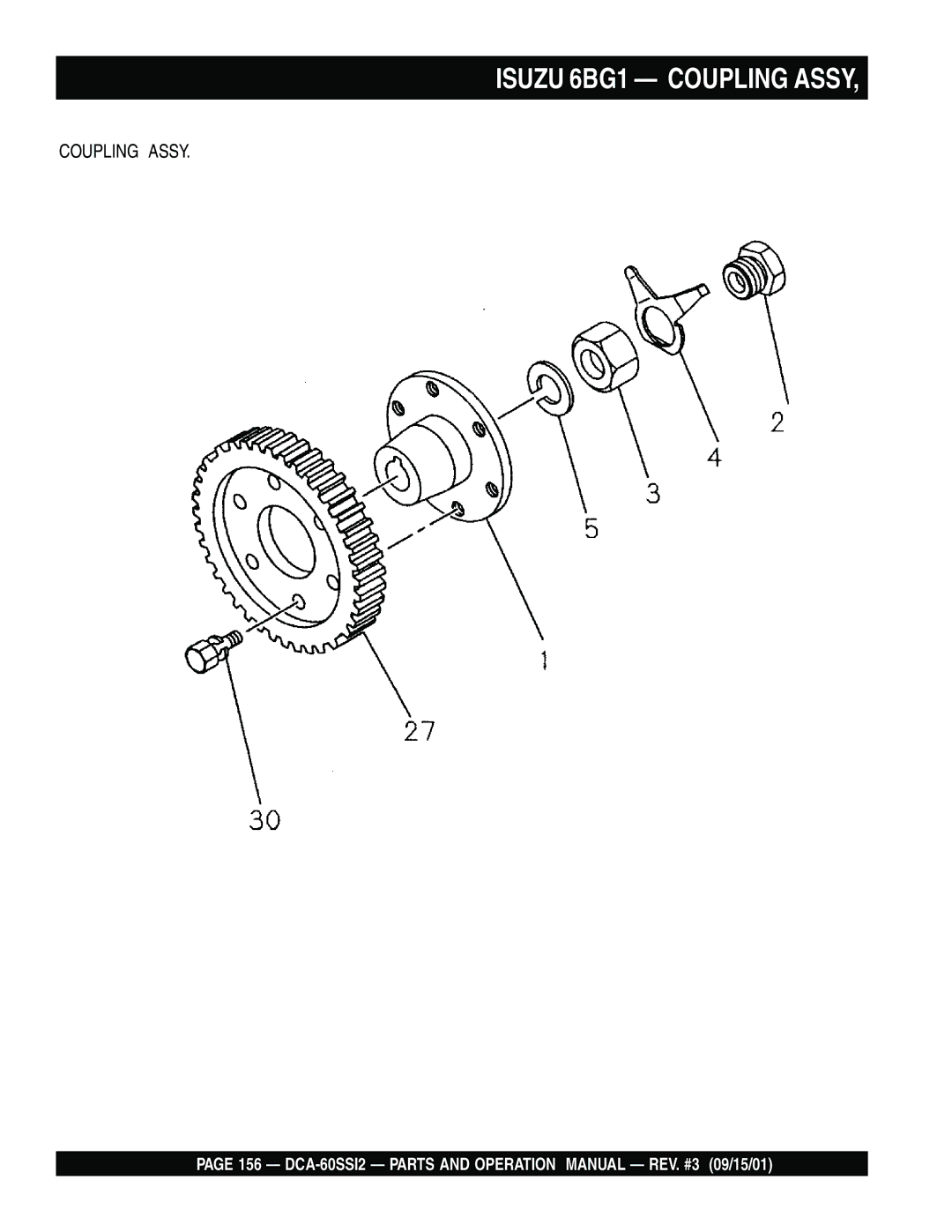 Multiquip DCA-60SS12 operation manual Isuzu 6BG1 Coupling Assy 