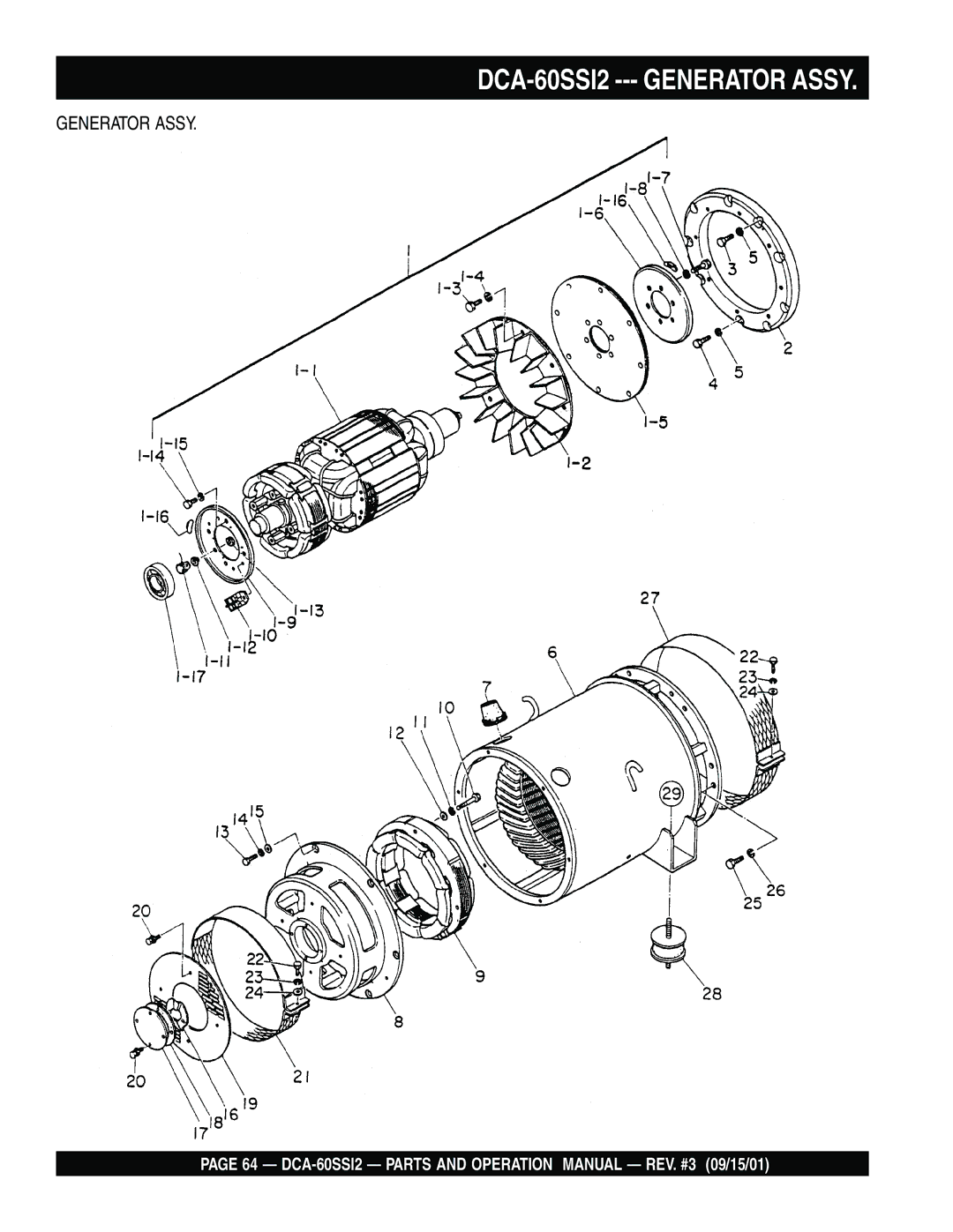 Multiquip DCA-60SS12 operation manual DCA-60SSI2 --- Generator Assy 