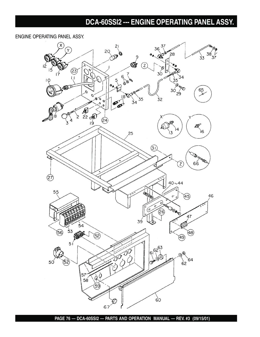 Multiquip DCA-60SS12 operation manual DCA-60SSI2 --- Engine Operating Panel Assy 