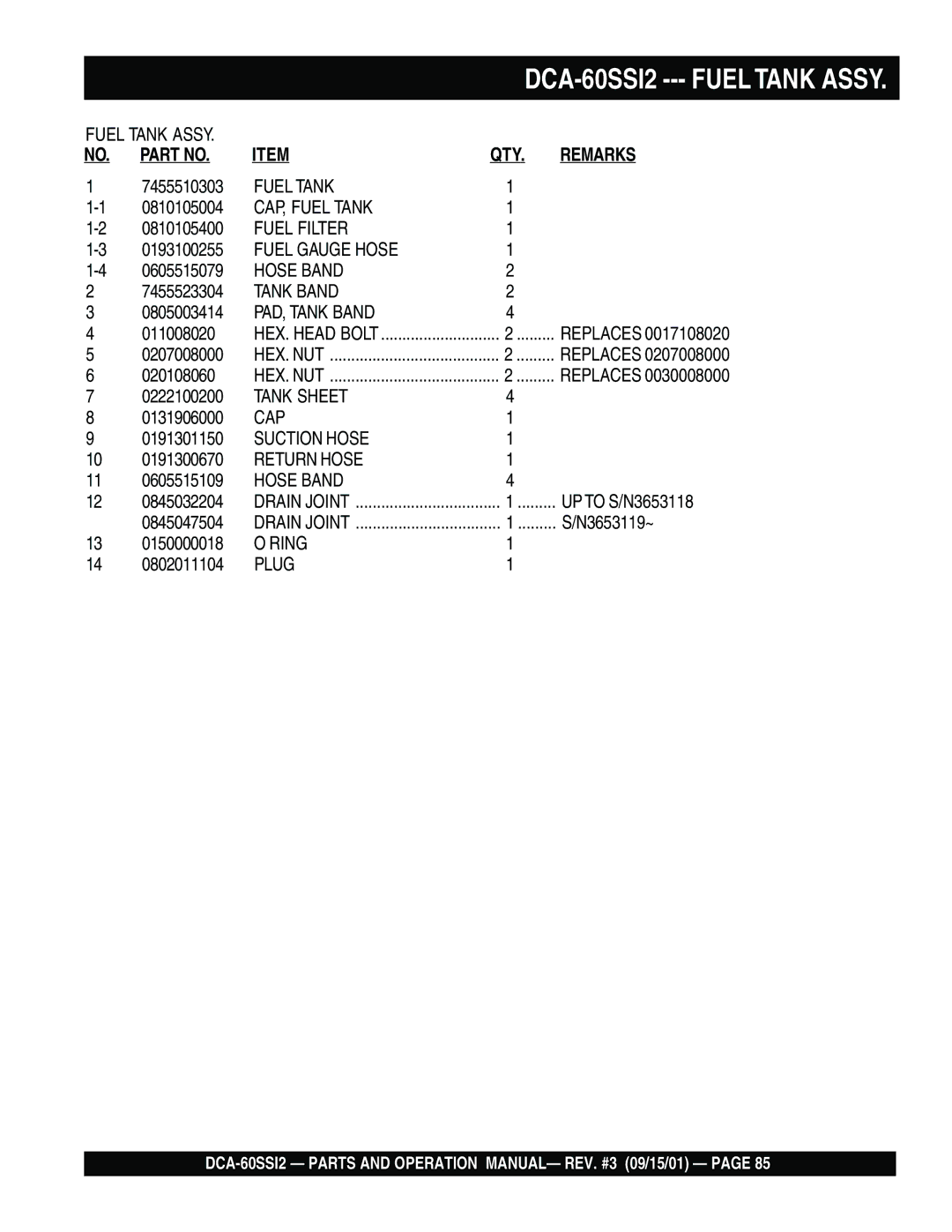 Multiquip DCA-60SS12 operation manual Fuel Tank Assy 