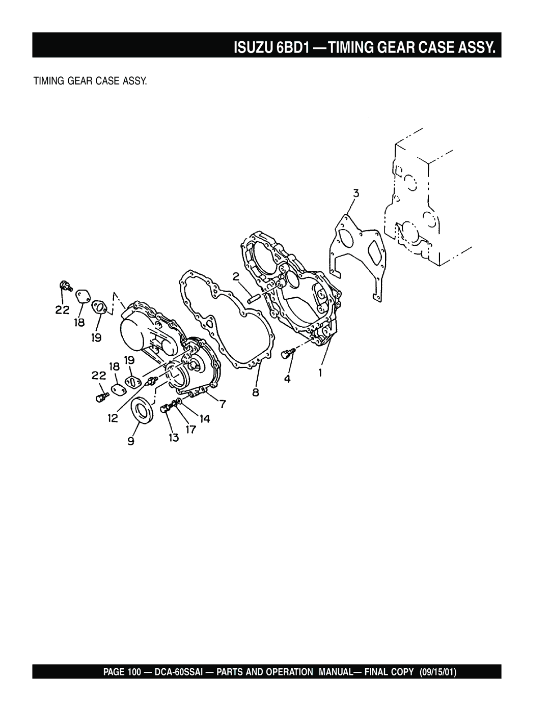 Multiquip dca-60ssai operation manual Isuzu 6BD1 -TIMING Gear Case Assy 