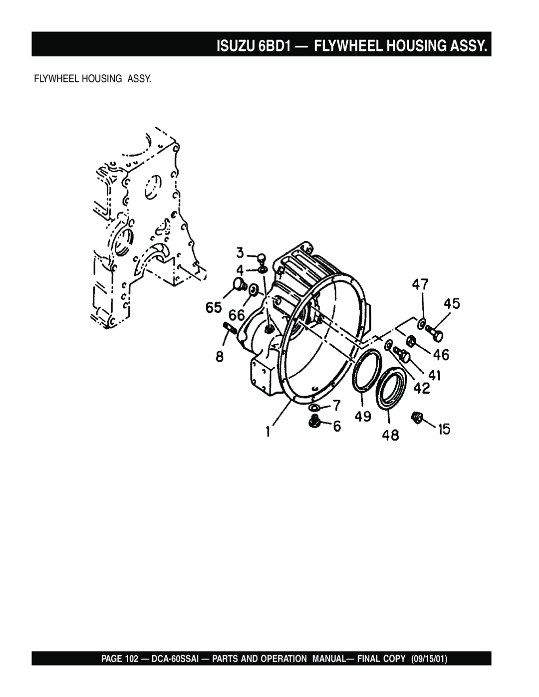 Multiquip dca-60ssai operation manual Isuzu 6BD1 Flywheel Housing Assy 