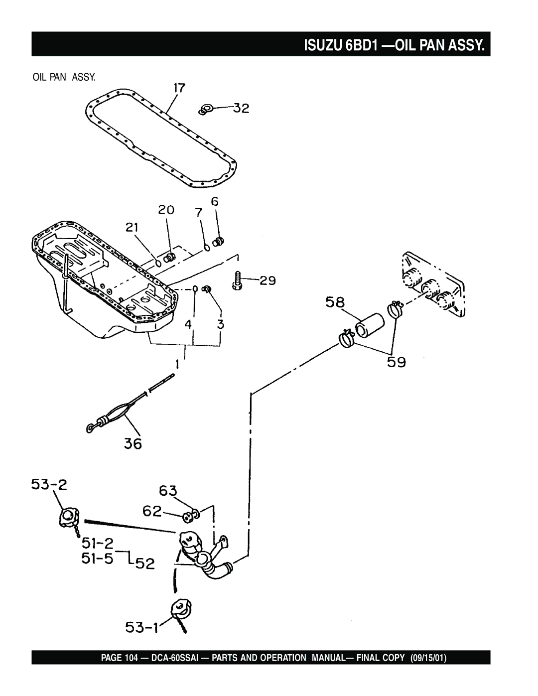Multiquip dca-60ssai operation manual Isuzu 6BD1 -OIL PAN Assy 