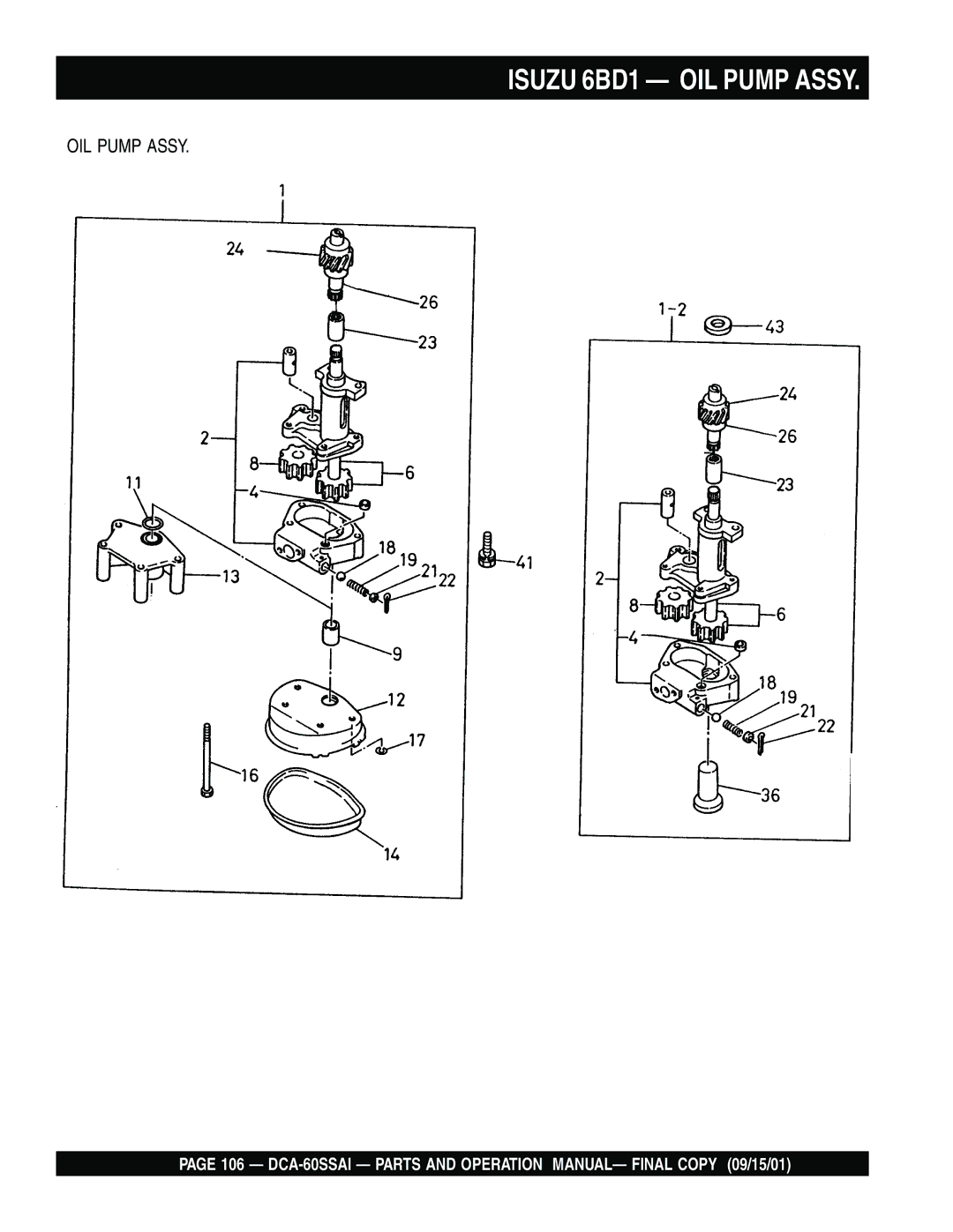 Multiquip dca-60ssai operation manual Isuzu 6BD1 OIL Pump Assy 