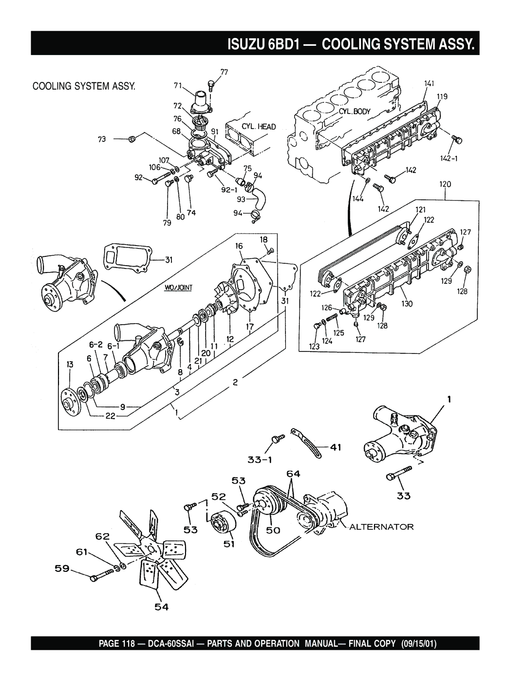 Multiquip dca-60ssai operation manual Isuzu 6BD1 Cooling System Assy 