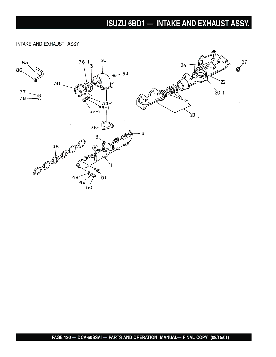 Multiquip dca-60ssai operation manual Isuzu 6BD1 Intake and Exhaust Assy 