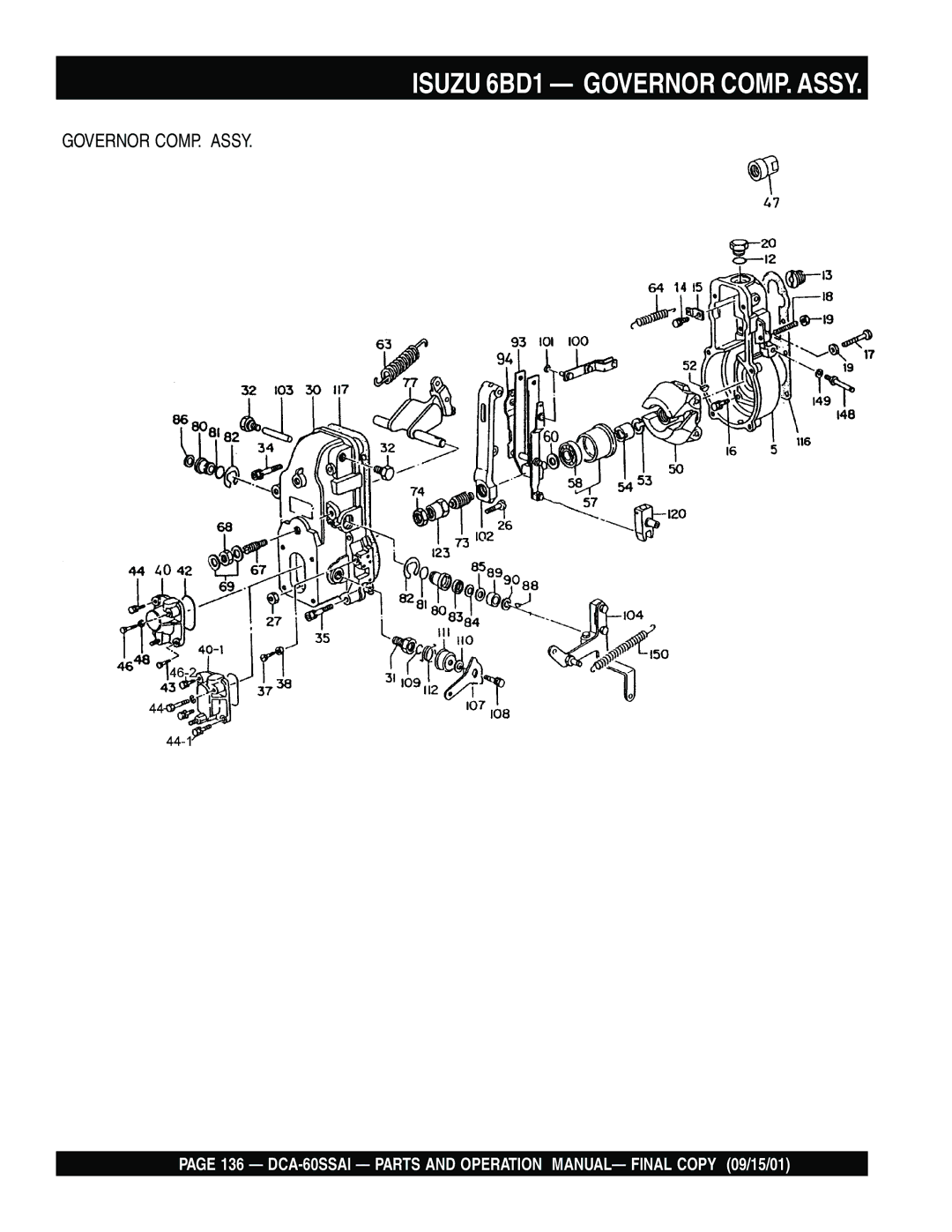 Multiquip dca-60ssai operation manual Isuzu 6BD1 Governor COMP. Assy 