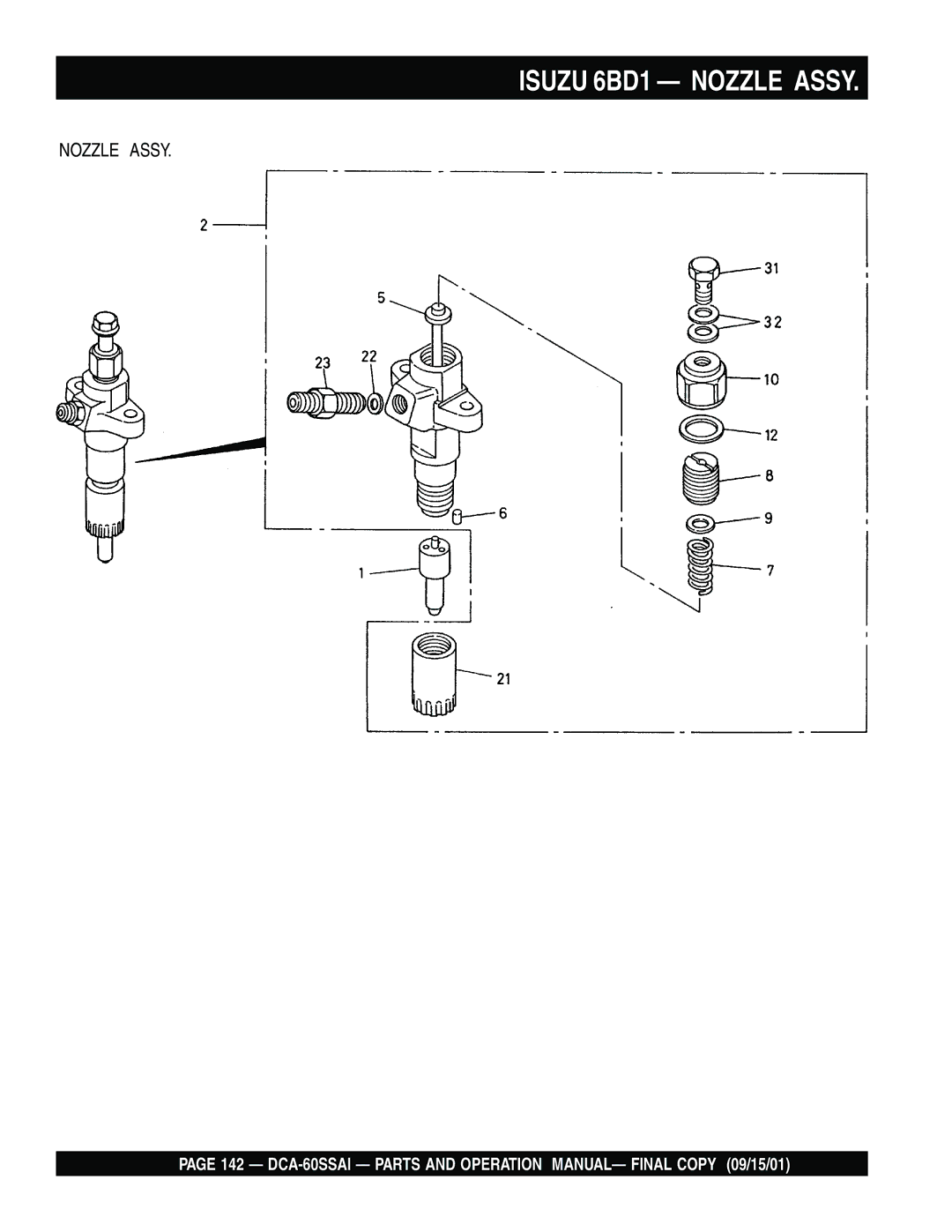 Multiquip dca-60ssai operation manual Isuzu 6BD1 Nozzle Assy 