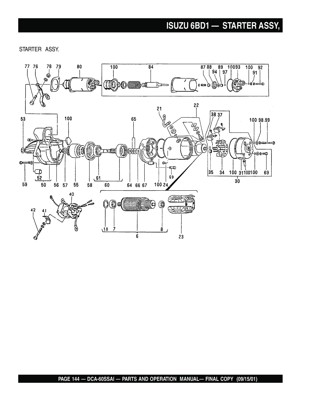 Multiquip dca-60ssai operation manual Isuzu 6BD1 Starter Assy 