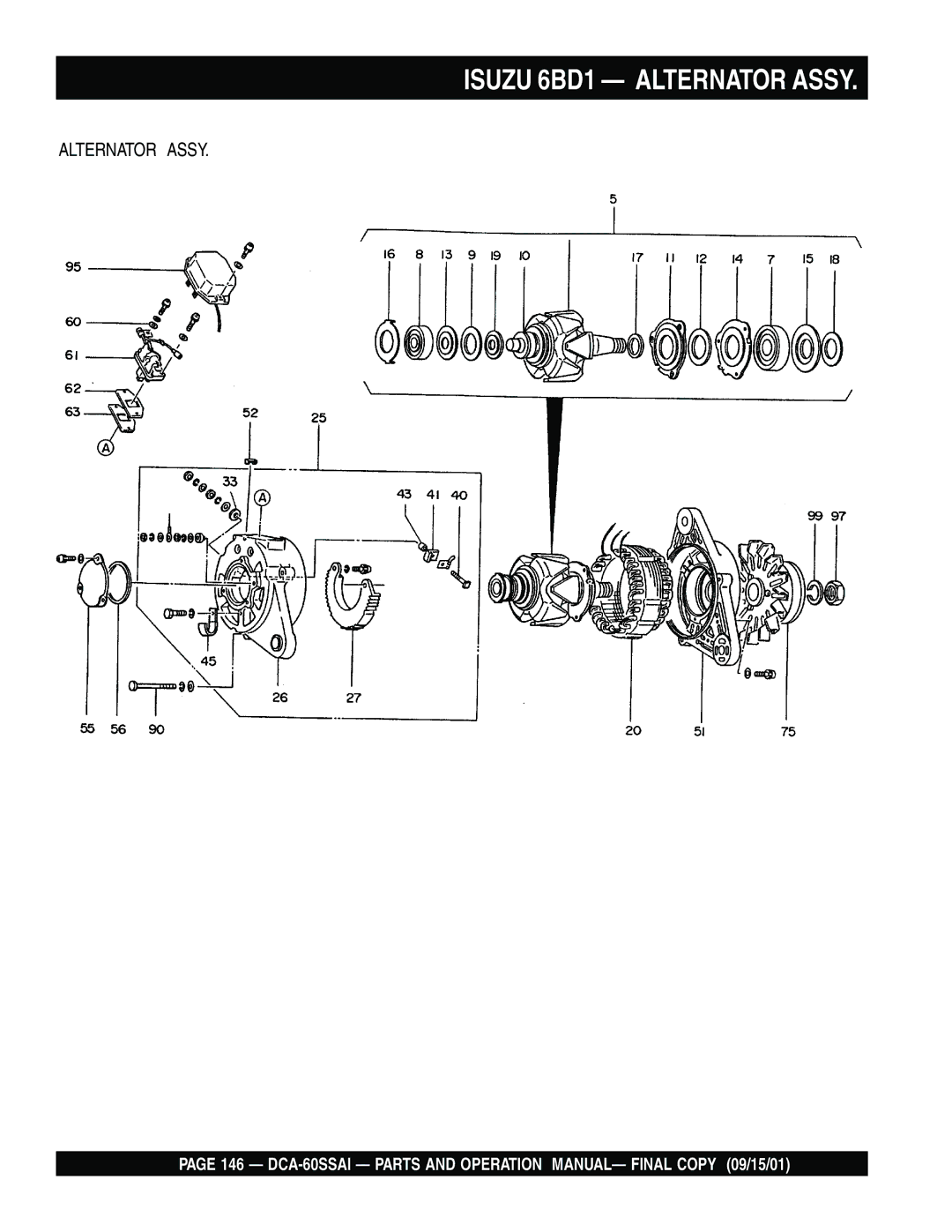 Multiquip dca-60ssai operation manual Isuzu 6BD1 Alternator Assy 