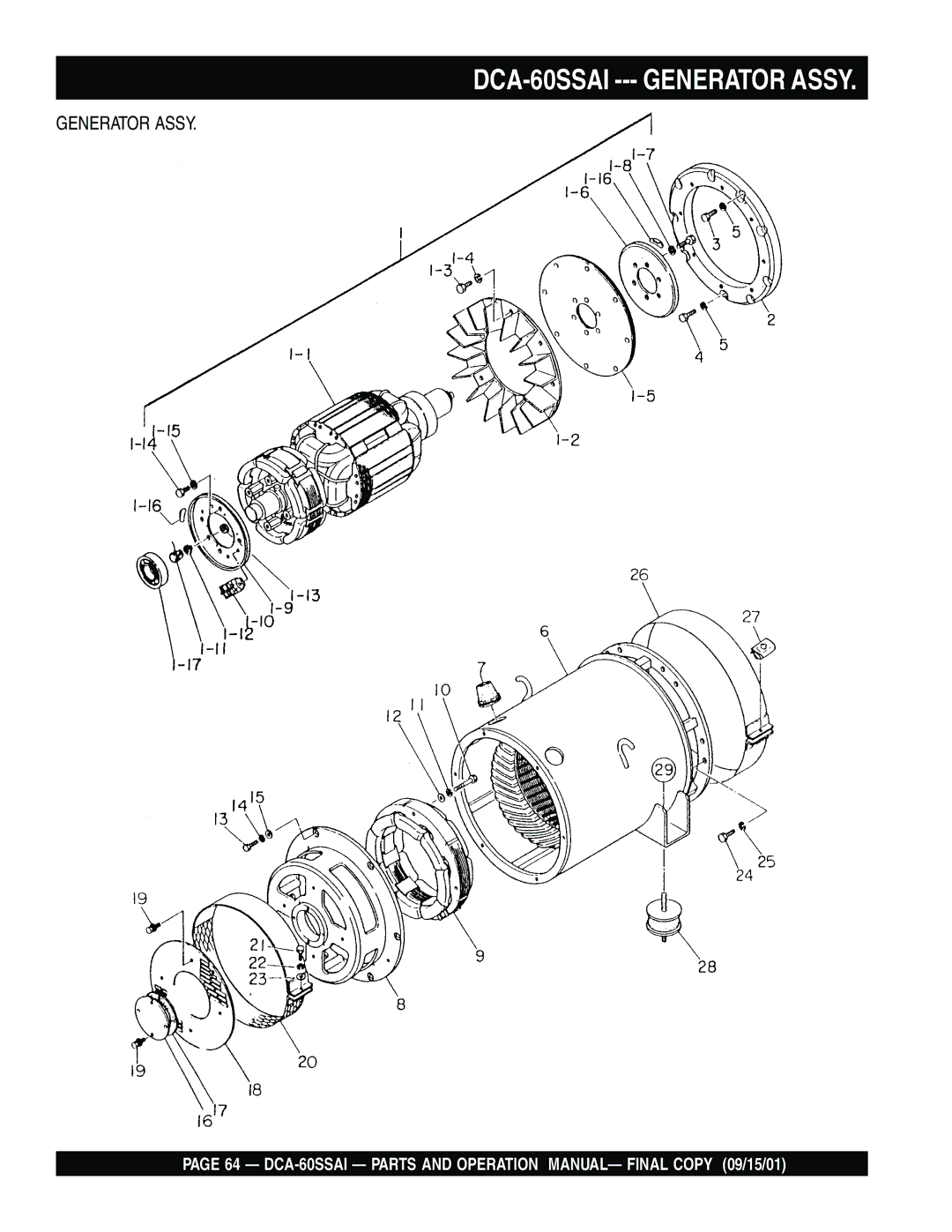 Multiquip dca-60ssai operation manual DCA-60SSAI --- Generator Assy 