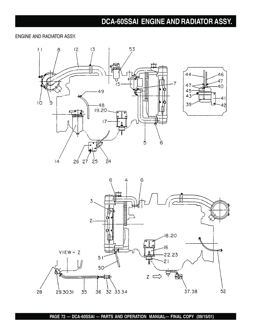 Multiquip dca-60ssai operation manual DCA-60SSAI Engine and Radiator Assy 