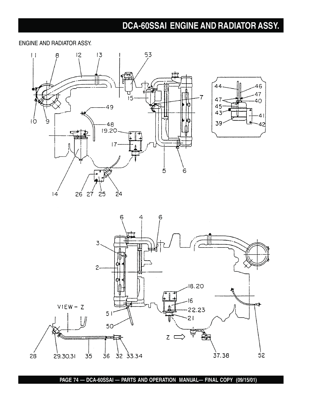 Multiquip dca-60ssai operation manual DCA-60SSAI Engine and Radiator Assy 